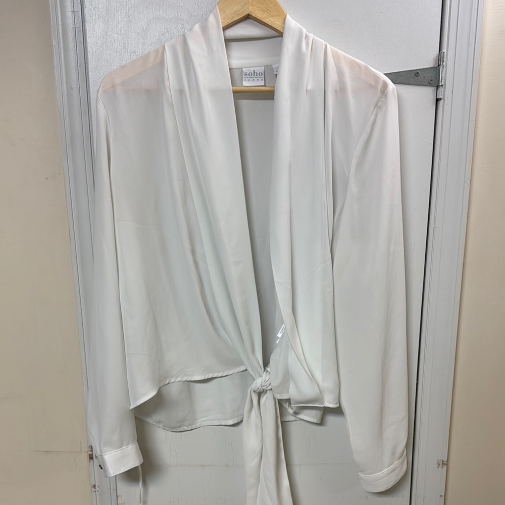 Soho White Tie-Front Top